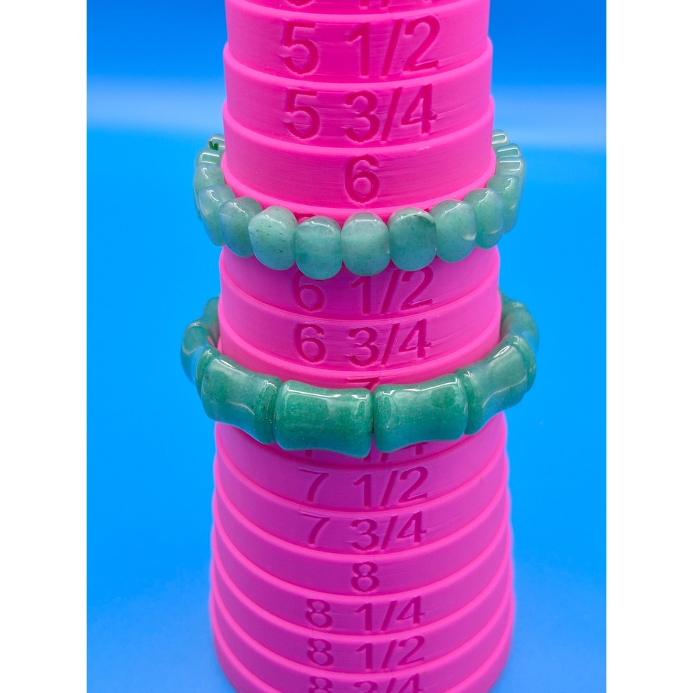 Vintage Green Aventurine Stretch Bracelet Set 2 Bamboo Round Bead Accents HSC